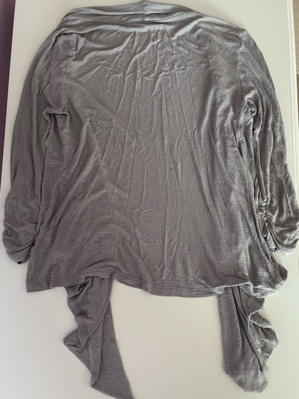 h.i.p. Wrap-Front Long Sleeve Top in Light Gray - Picture 3 of 3